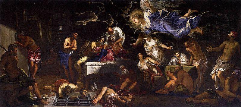 Jacopo Tintoretto St Roch in Prison Visited by an Angel oil painting picture